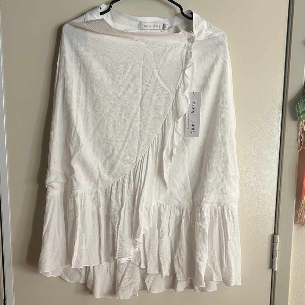 Bishop + Young Asymmetrical White Skirt